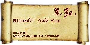 Mlinkó Zsófia névjegykártya